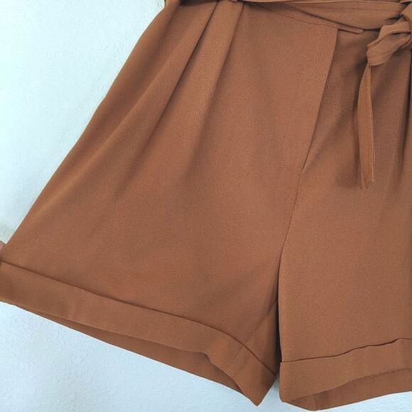 Bar III Orange Paper Bag High Waist Shorts Size 12 - Picture 6 of 9